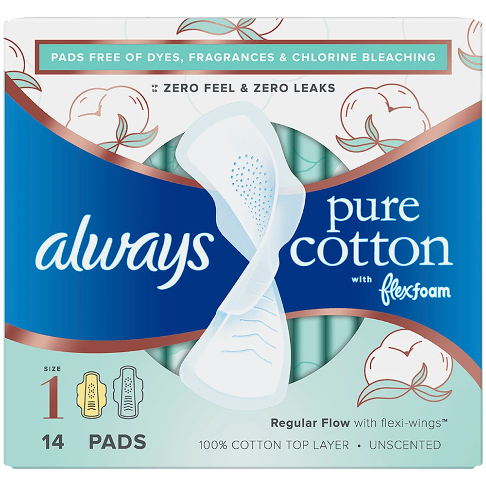 Always Pure Cotton Pads Size 1 - Regular Flow