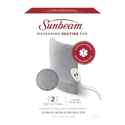 Sunbeam Heating and Vibrating Massage Pad - 12x12 Inch - 2102231