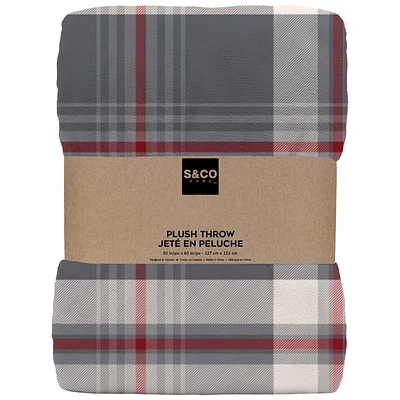 Safdie & Co. Plaid Plush Throw - Grey - 122x152cm