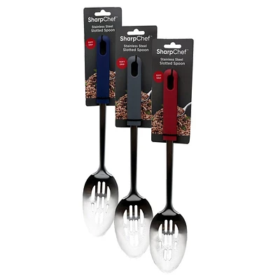 SharpChef Soft Grip Slotted Spoon - Stainless Steel - Assorted