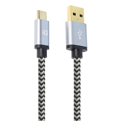 IQ Braided USB-C to USB-A Cable - Black - IQCUSB31B