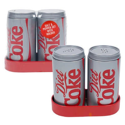 Diet Coke Salt and Pepper Shaker - Silver - 4 Inch