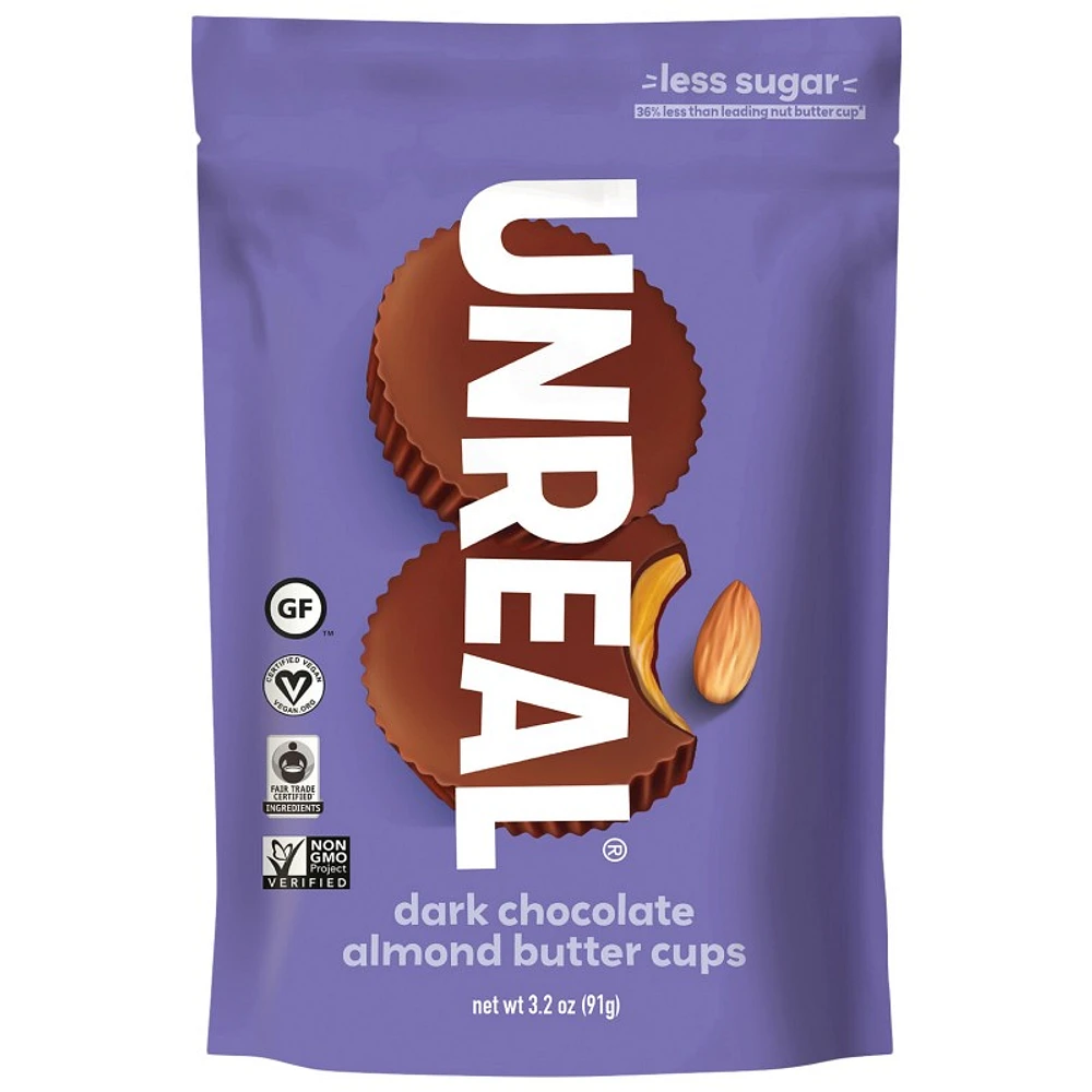 Unreal Vegan Dark Chocolate Almond Butter Cups - 90g