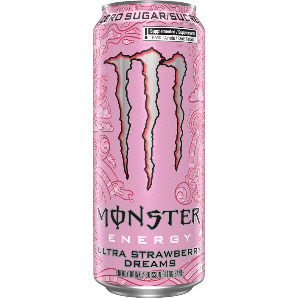 Monster Zero Sugar Energy Drink - Ultra Strawberry Dreams - 473ml