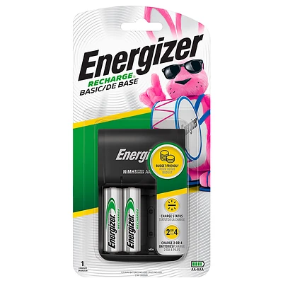 Energizer NiMH Basic Charger with 2AA NiMH Batteries - CHVCWB2