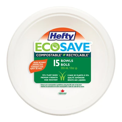 Hefty ECOSAVE Disposable Bowls - 355ml - 15's