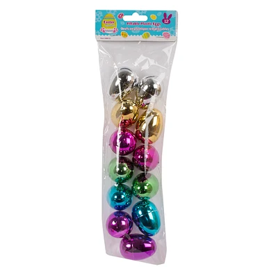 Easter Metallic Fillable Plastic Eggs - Assorted - 12 pack