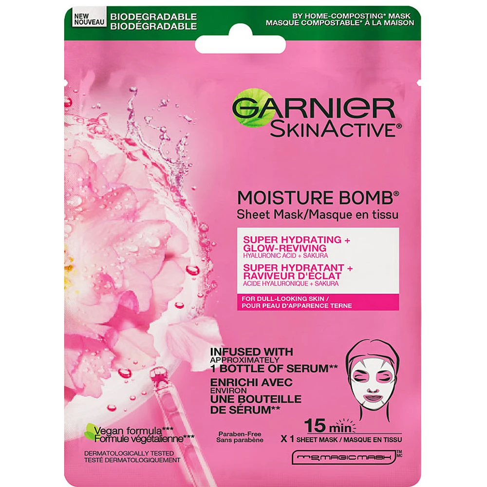 Garnier SkinActive Moisture Bomb Sheet Mask - Sakura Extract - 32ml