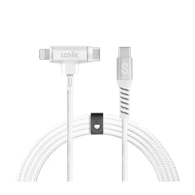 LOGiiX Piston Connect DUO USB-C to Lightning/USB-C Cable - White - 1.5m