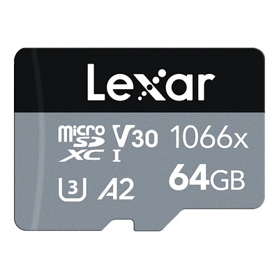 Lexar Professional Silver Series microSDXC UHS-I Memory Card - 64GB