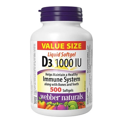 Webber Naturals Vitamin D3 Softgels - 1000 IU - 500's