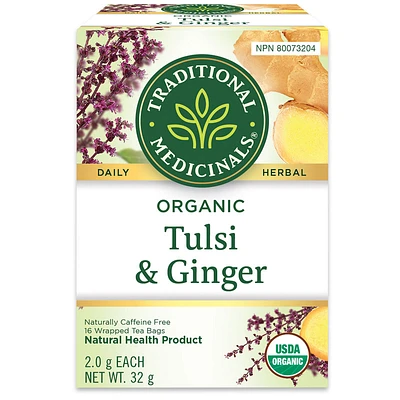 Traditional Medicinals Organic Wrapped Tea Bags - Tulsi with Ginger - 16's