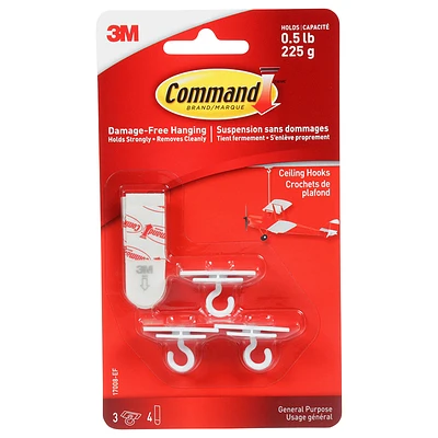 Command Party Ceiling Hook - White - 3's