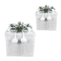 Danson Decor Gift Box Set - Pine Decoration and Pom Pom Tassels - 2 piece