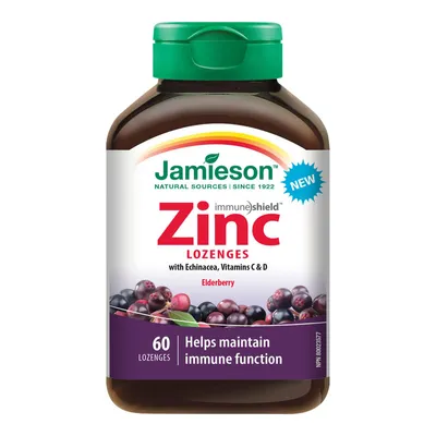 Jamieson Zinc Lozenges with Echinacea Vitamin C & D - Elderberry - 60s