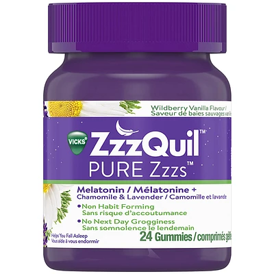 ZzzQuil Pure Zzz's Gummies Melatonin Camomile & Lavender - 24s