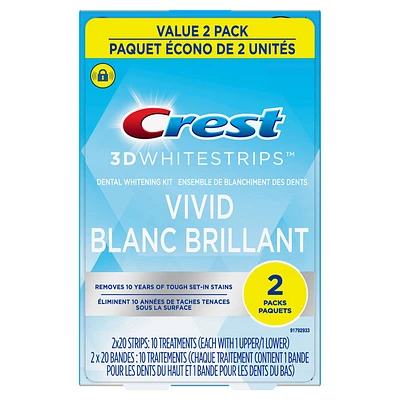 Crest 3D White Whitestrips Classic Vidid Dental Whitening Kit - 2 x 10 Treatments
