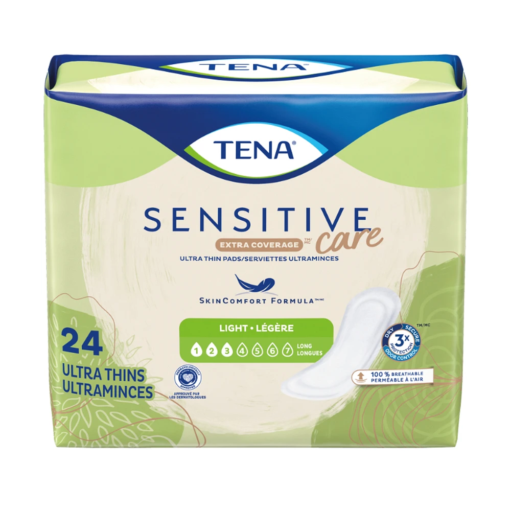 TENA Sensitive Care Ultra Thin Incontinence Pads - Light/Long - 24s