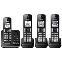 Panasonic 4 Handset Cordless Phone with Answering Machine - Black - KXTGD394B