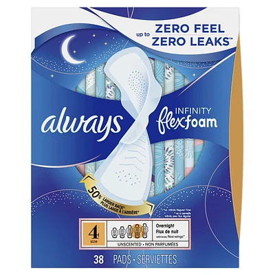 Always Infinity Sanitary Pads - Overnight - Size 4 - 38's