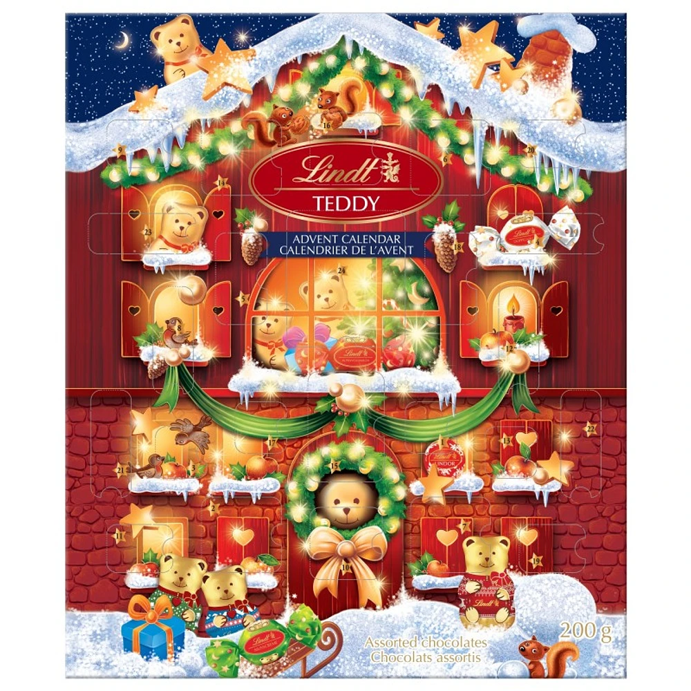 Lindt Holiday Teddy Bear Chocolate Advent Calendar - Assorted - 200g