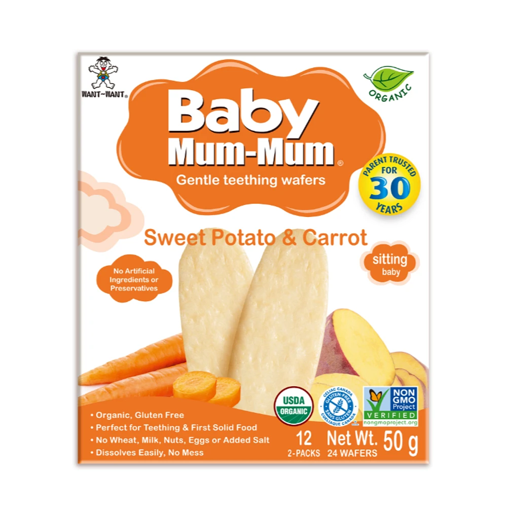 Baby Mum-Mum Organic Sweet Potato and Carrot Rice Rusks - 24 pack - 50g