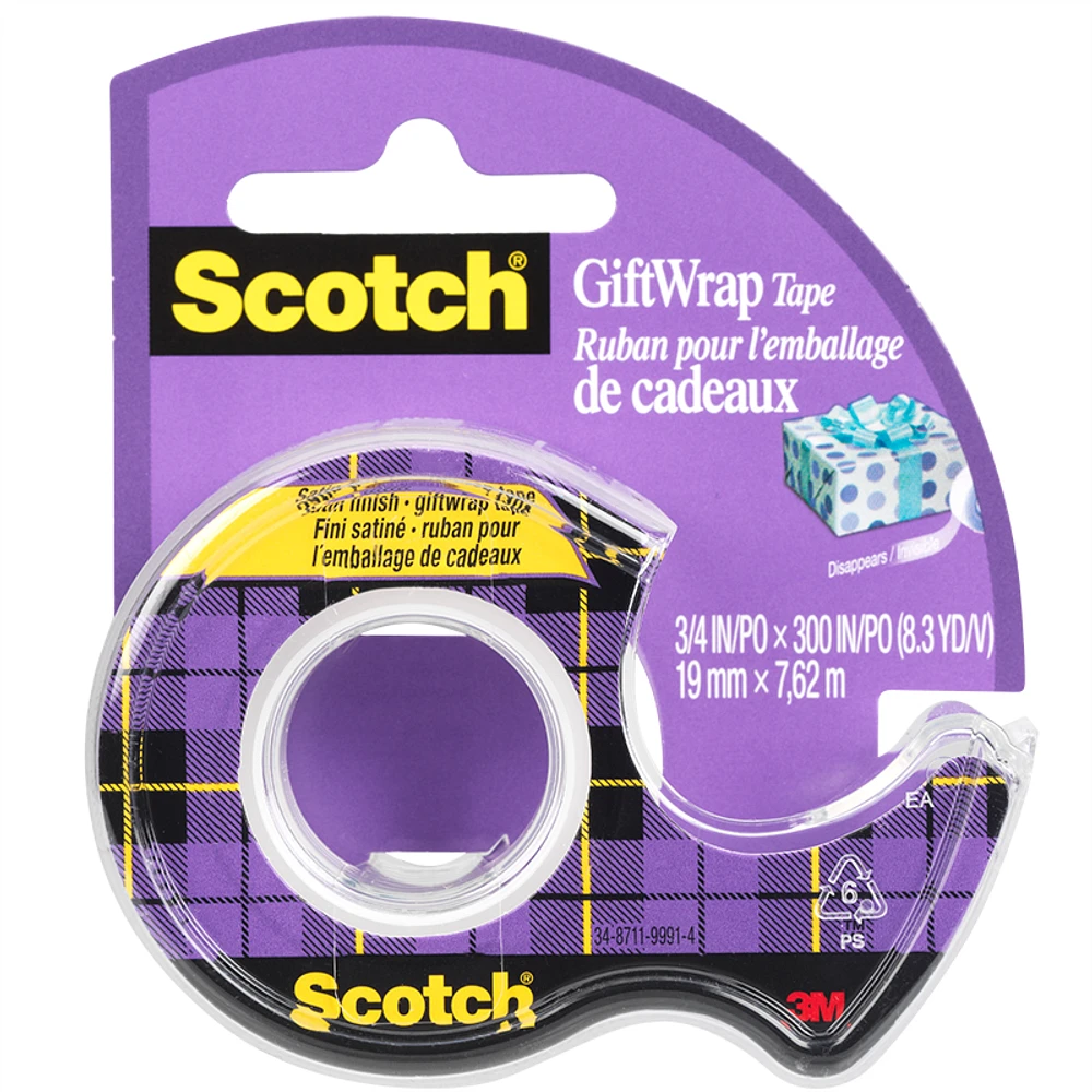 3M Scotch GiftWrap Tape Satin Finish - 19mm x 7.6m