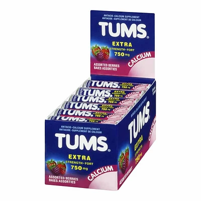 Tums Extra Strength Chewable Tablets Antacid - Berries - 1 Roll