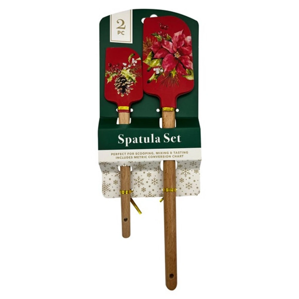 Poinsettia Spatula Set - Red - 2 Piece