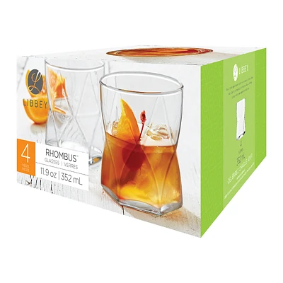 Libbey Rhombus Double Old Fashion Glasses - 352ml - 4 pieces