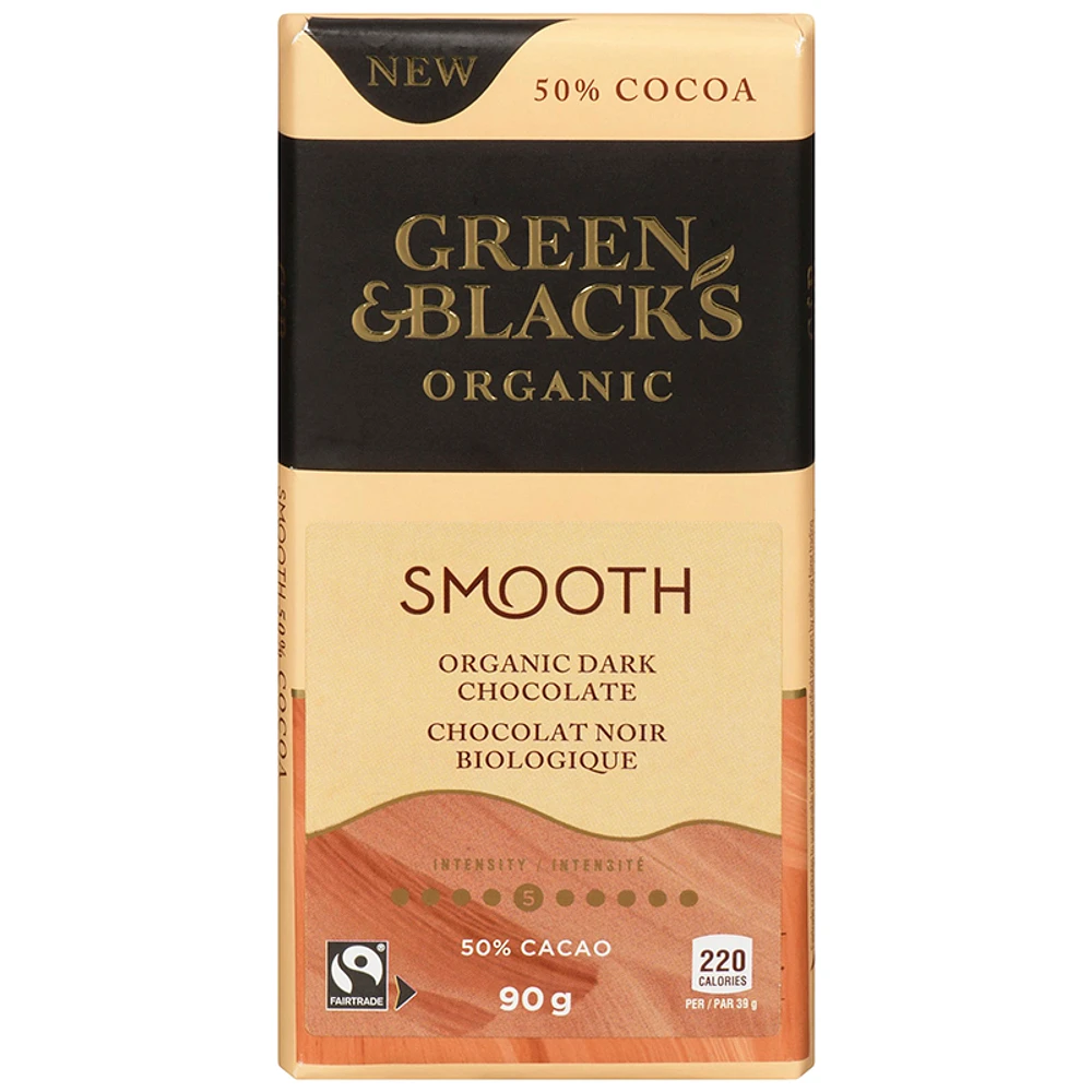 Green & Black's Organic Smooth 50% Cocoa Dark Chocolate Bar - 90g