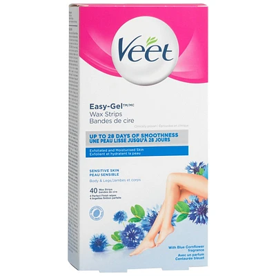 Veet Easy Gel Wax Strips - Sensitive Formula - 40s