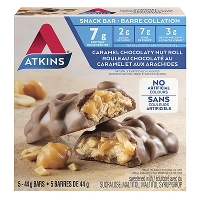 Atkins Snack Bar - Caramel Chocolaty Nut Roll - 5 x 44g