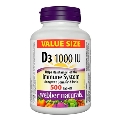 Webber Naturals Value Size Vitamin D3 Tablets - 1000 IU - 500s
