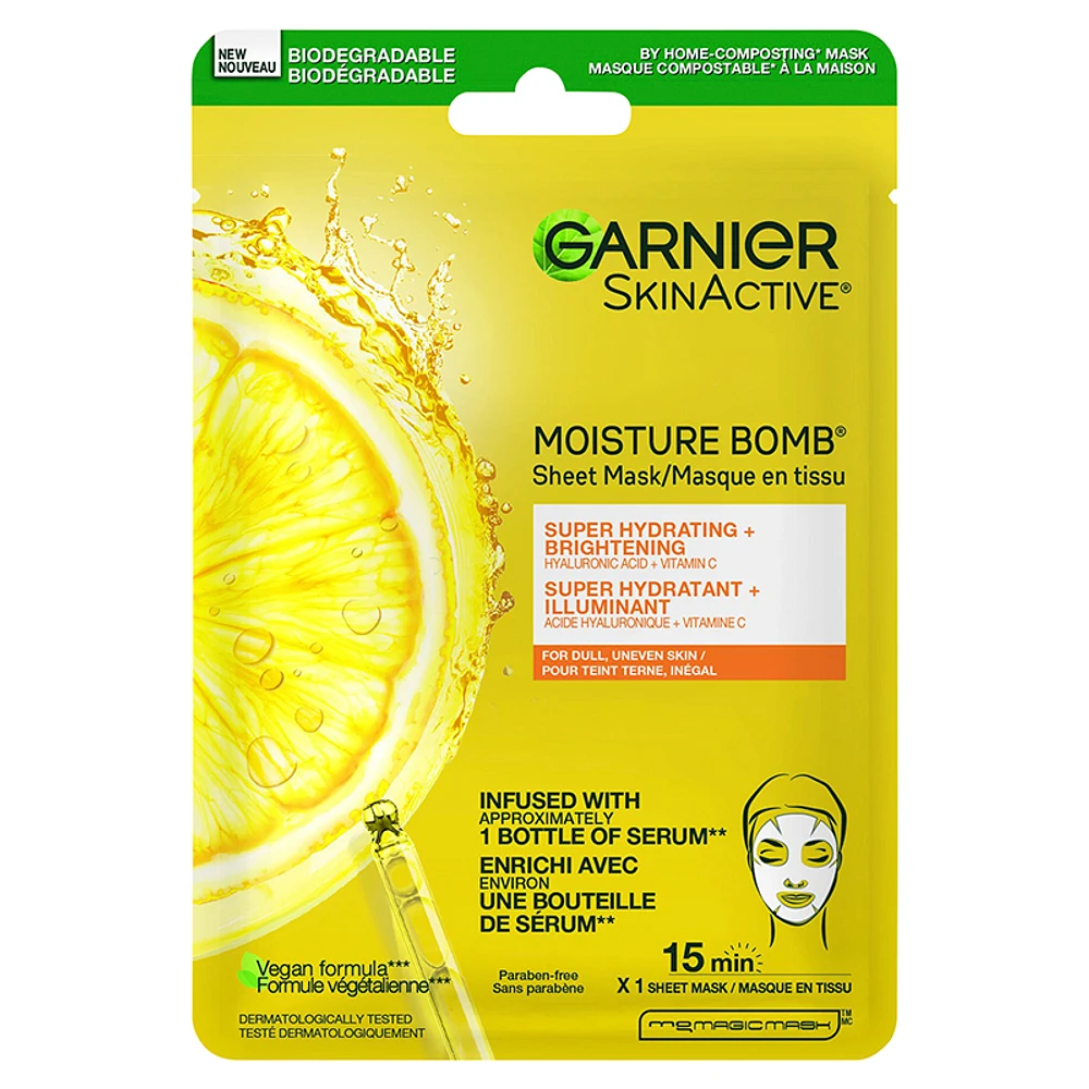 Garnier SkinActive Moisture Bomb Sheet Mask - Super Hydrating + Brightening - 28g