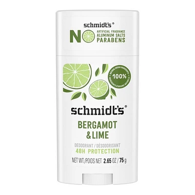 Schmidt's Natural Deodorant Stick - Bergamot + Lime - 75g