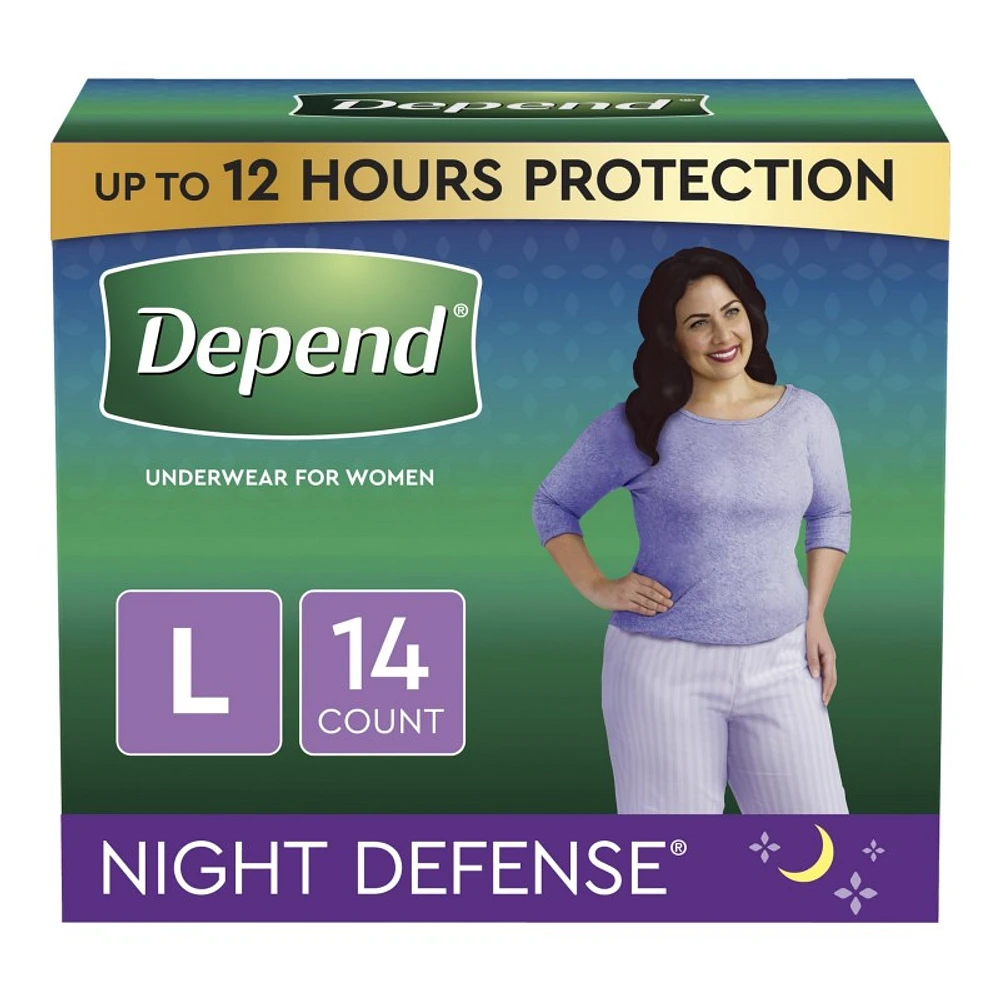 Depend Night Defense Incontinence Underwear for Women - Overnight Absorbency - Large - 14 Count