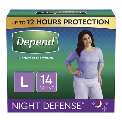Depend Night Defense Incontinence Underwear for Women - Overnight Absorbency - Large - 14 Count