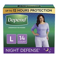 Depend Night Defense Incontinence Underwear for Women - Overnight Absorbency - Large - 14 Count