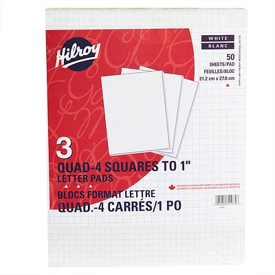 Hilroy Figuring Pad 8.5x11 Quad - 3 Pack