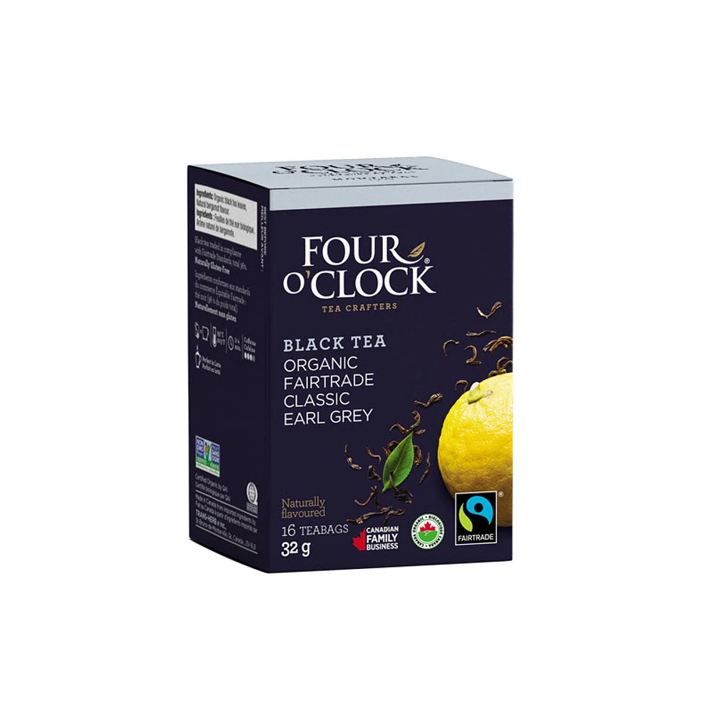 Four O'Clock Organic Fairtrade Classic Earl Grey Black Tea - 16s