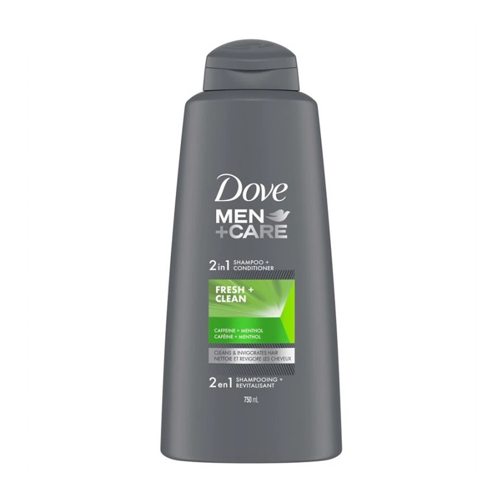 Dove Men + Care Fresh + Clean 2 in 1 Shampoo and Conditioner - Caffeine + Menthol - 750ml