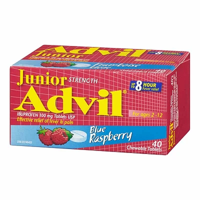 Advil Junior Strength Chewable Tablets - Blue Raspberry - 40's