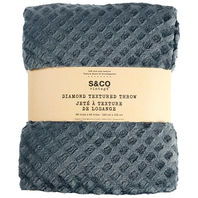 Safdie & Co. Diamond Textured Throw - Charcoal - 122x152cm