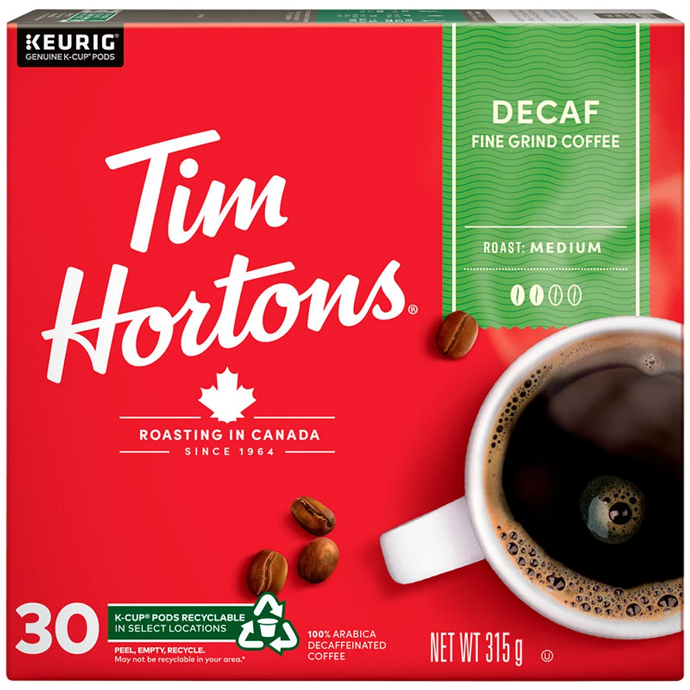 Tim Hortons K-Cup Pods - Decaf - 30s