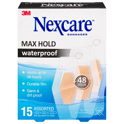 Nexcare Bandages Assorted - Max Hold Waterproof - 15s