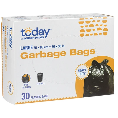 Today by London Drugs Large Garbage Bags - Black - 30s