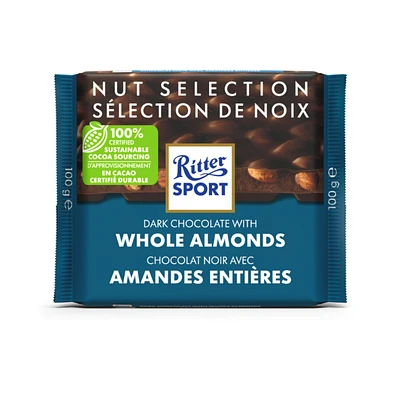 Ritter Sport - Dark Chocolate with Whole Almonds - 100G