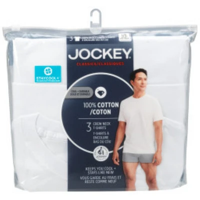 Jockey Men's T-Shirt - White - Large - 3 Pack