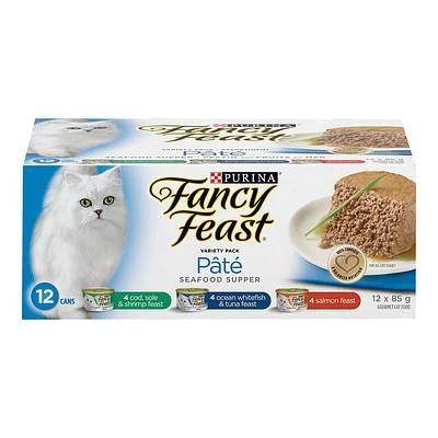 Fancy Feast Cat Food Variety Pack - Paté Seafood Supper - 12 x 85g
